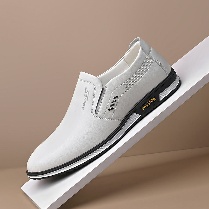 Zapatos de cuero blancos sin cordones para hombre