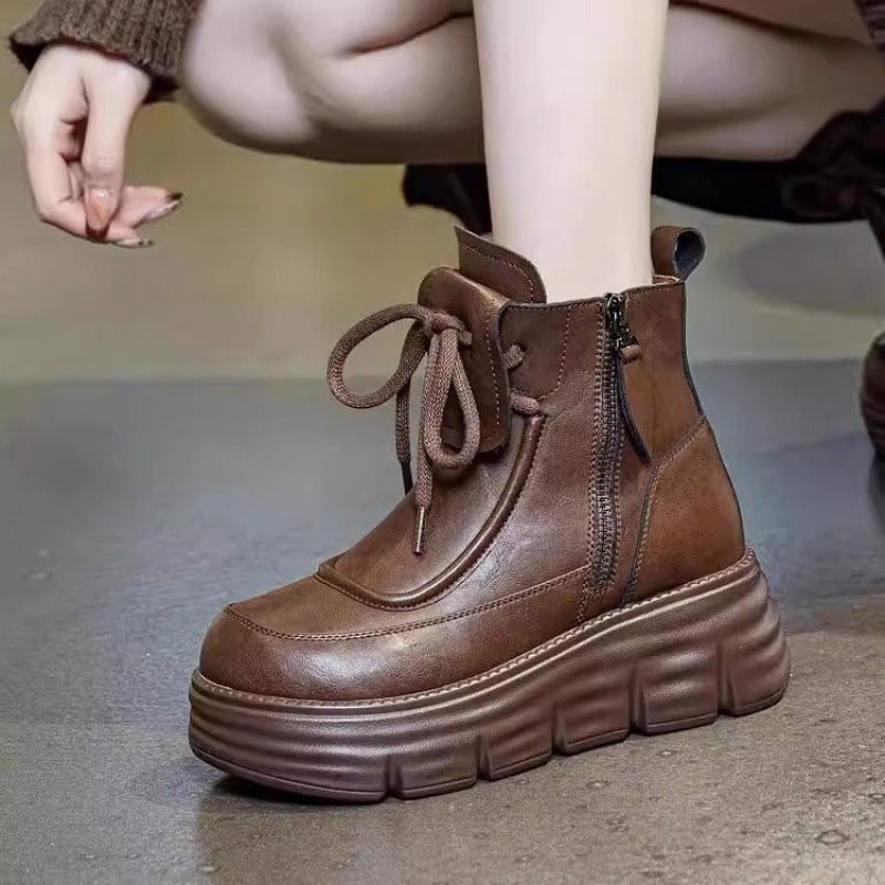 Botas militares de plataforma para mujer, estilo británico