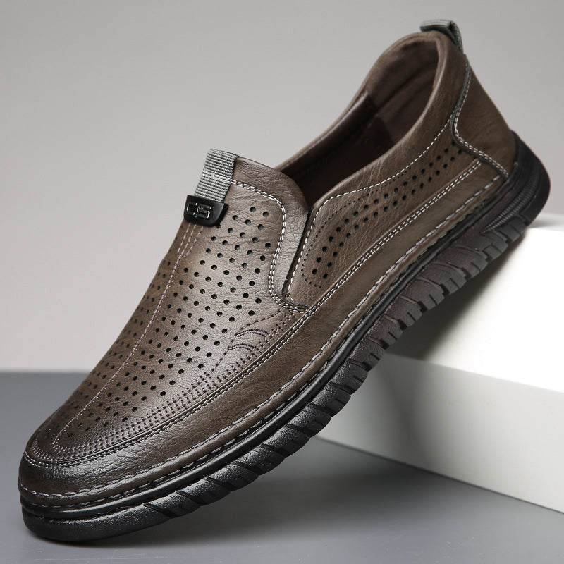 Sandalias casuales de cuero auténtico para hombre con suela blanda