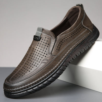 Sandalias casuales de cuero auténtico para hombre con suela blanda