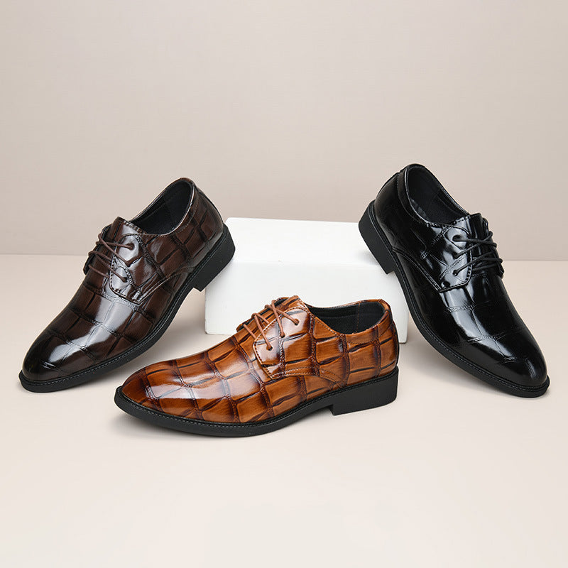 Zapatos de cuero duradero para hombre con estampado a cuadros