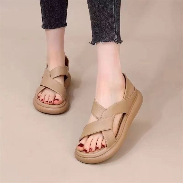 Sandalias de cuero suave para mujer