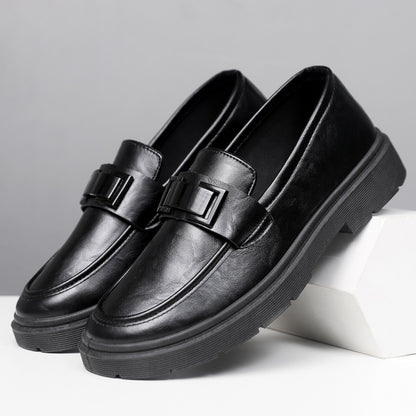 🐂Cuero🐂Zapatos de hombre con punta redonda y parche