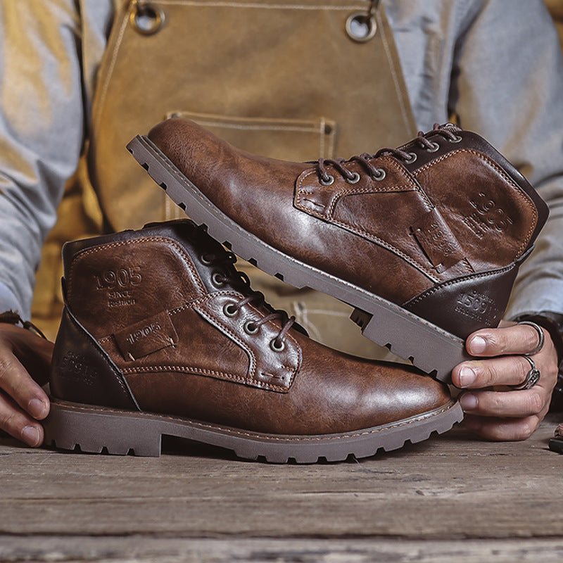 Botas de cuero para hombre de estilo británico vintage