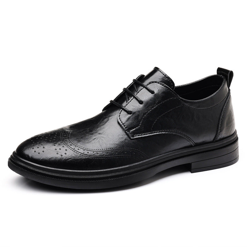 Zapatos casuales de cuero perforado estilo británico para hombre