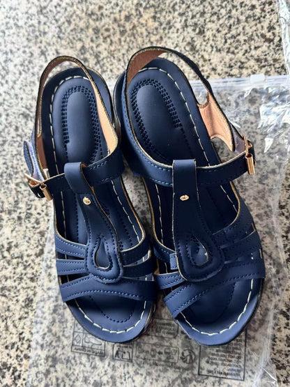 Sandalias de tacón ancho y puntera abierta para mujer (tallas grandes)