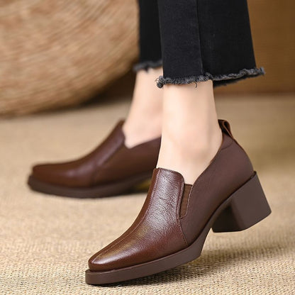 Jurchen zapatos de cuero pequeños de boca profunda de cuero suave