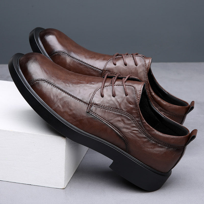 Zapatos de cuero auténtico para hombre (estilo de punta redonda)