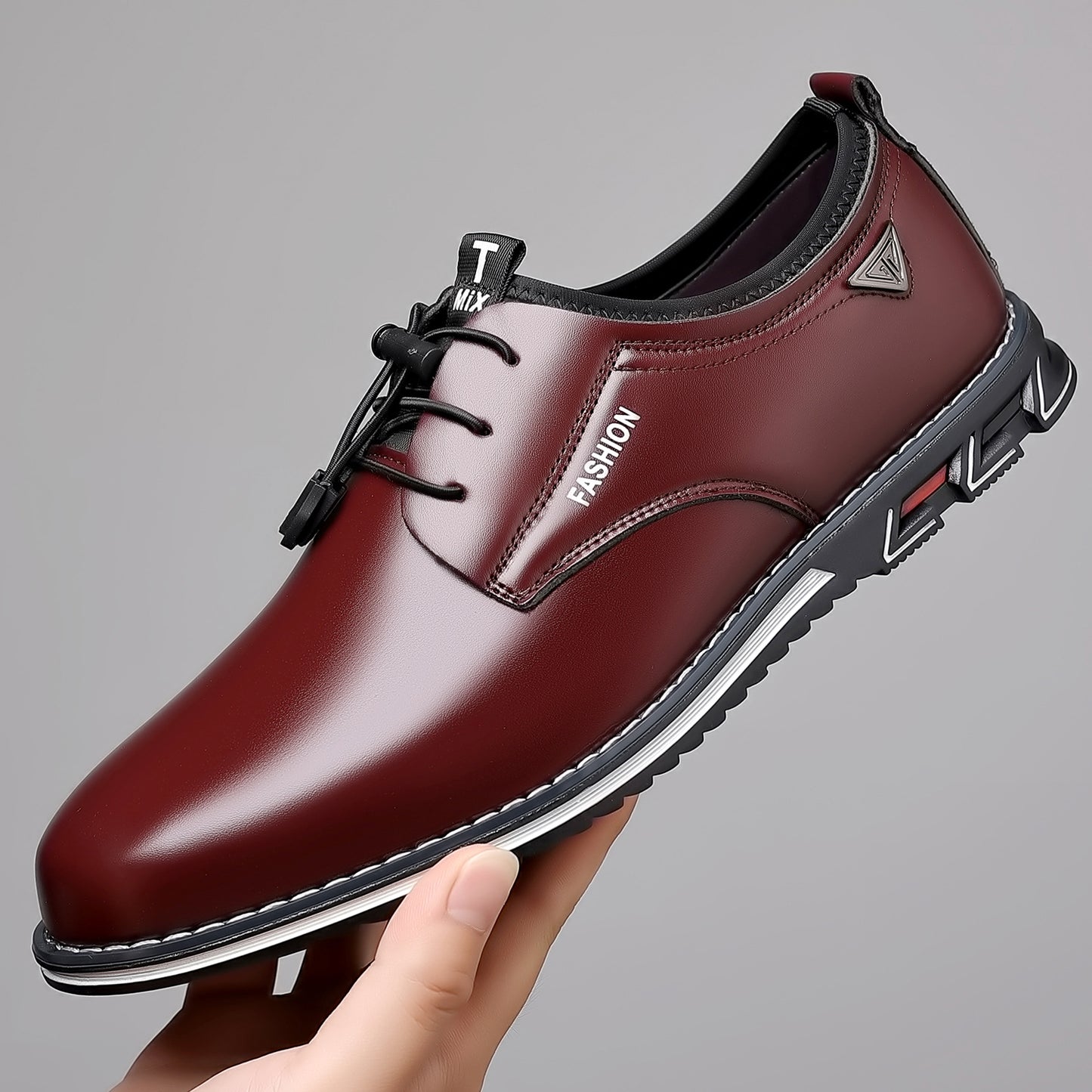 Zapatos de cuero para hombre con cordones y hebilla