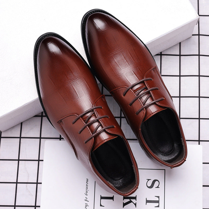 Zapatos de cuero para hombre de estilo británico, de negocios y con punta afilada