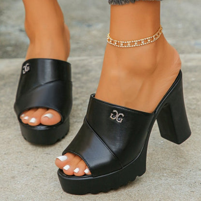 Sandalias tipo pala con plataforma y Double G para mujer