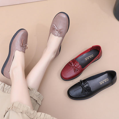Zapatos planos de cuero antideslizantes para mujer