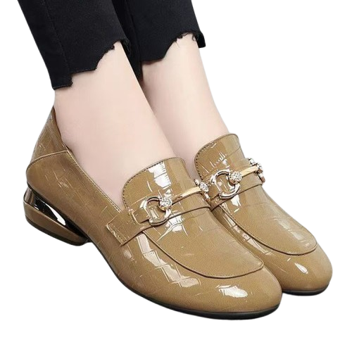 Zapatos de mujer de piel auténtica con efecto espejo a cuadros（50% de descuento）