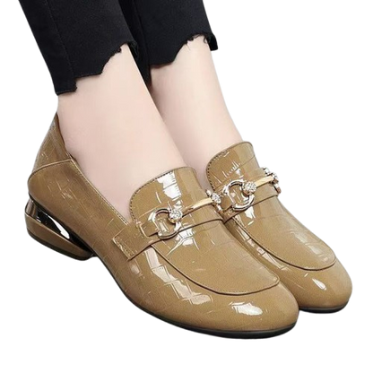 Zapatos de mujer de piel auténtica con efecto espejo a cuadros（50% de descuento）