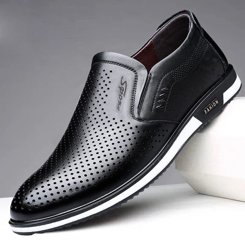 Zapatos de cuero blancos sin cordones para hombre