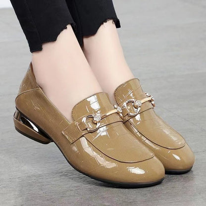 🐂Cuero🐂Zapatos de mujer de piel auténtica con efecto espejo a cuadros