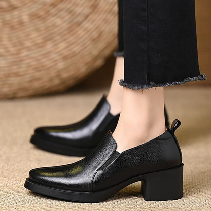 Jurchen zapatos de cuero pequeños de boca profunda de cuero suave