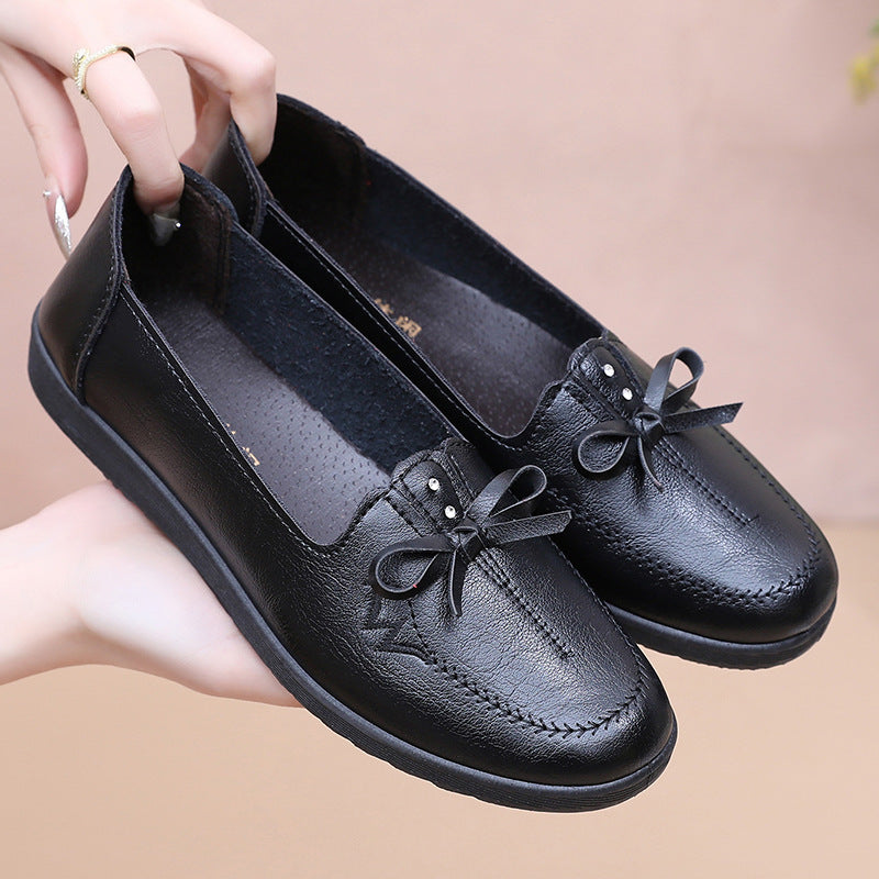 Zapatos planos de cuero antideslizantes para mujer