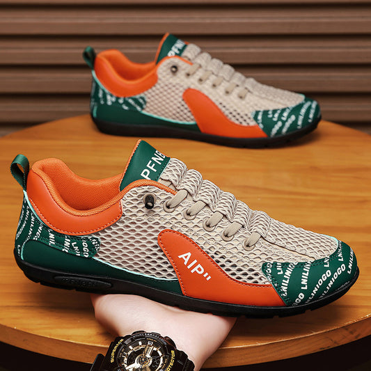 Zapatos casuales para hombre de cuero y malla transpirables