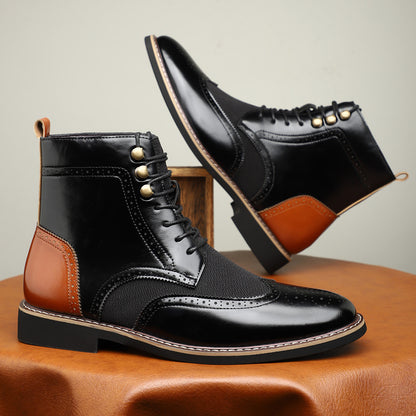 Botines de caña alta para hombre con diseño de bloques de color