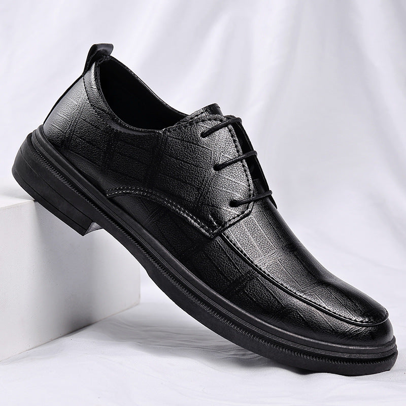Zapatos de cuero con cordones para hombre que aumentan la estatura