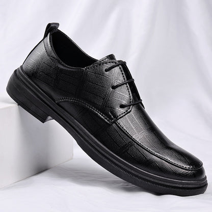 Zapatos de cuero con cordones para hombre que aumentan la estatura