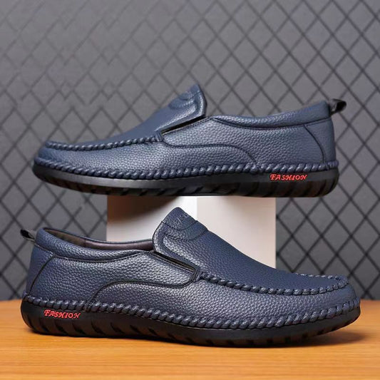 Zapatos casuales de cuero con suela blanda y diseño versátil para hombre