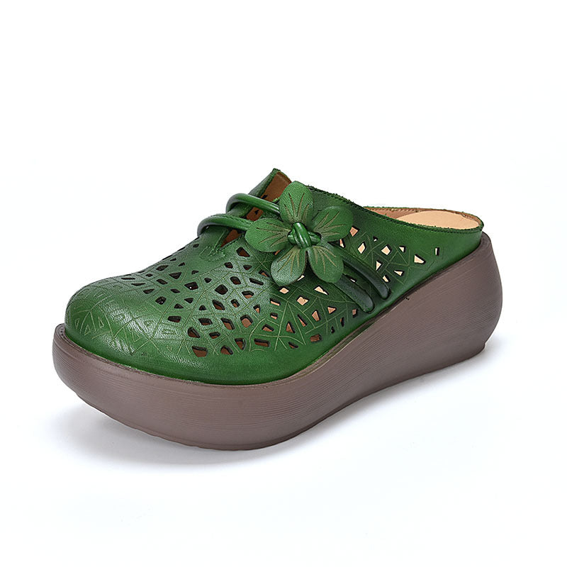 Zapatillas de cuero vintage huecas