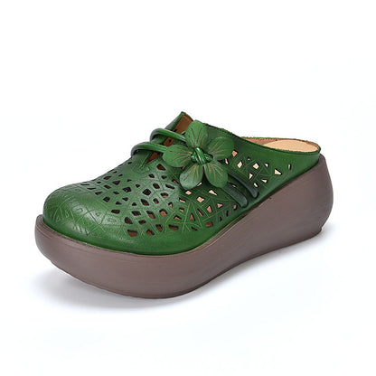 Zapatillas de cuero vintage huecas