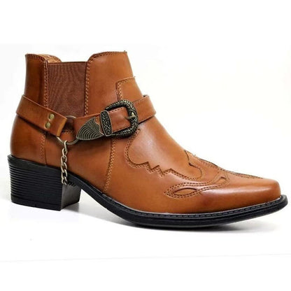 Botines de hombre con tacón en bloque y detalle de hebilla
