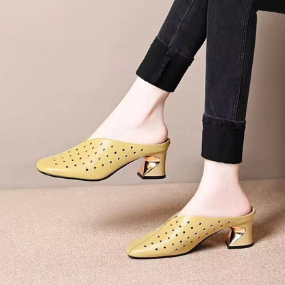 Zapatos de tacón grueso calados de estilo retro francés, nuevos
