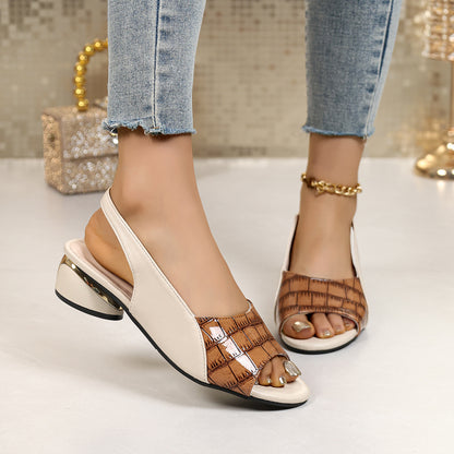 Sandalias de mujer de piel suave con bloques de color