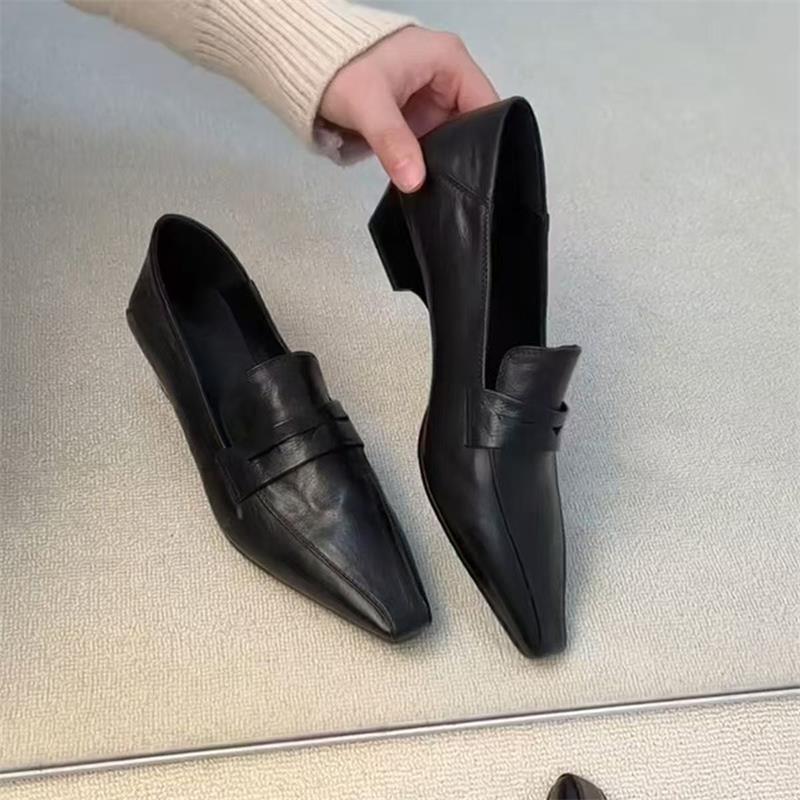 Mocasines de mujer estilo francés con punta cuadrada