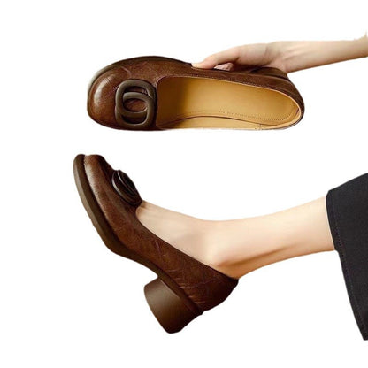 Tacones altos femeninos (cuero de doble hebilla)