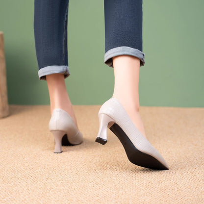 Zapatos de trabajo de tacón de aguja y suela blanda para mujer