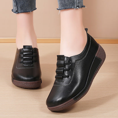 Zapatos de piel suave con suela basculante y suela gruesa para mujer