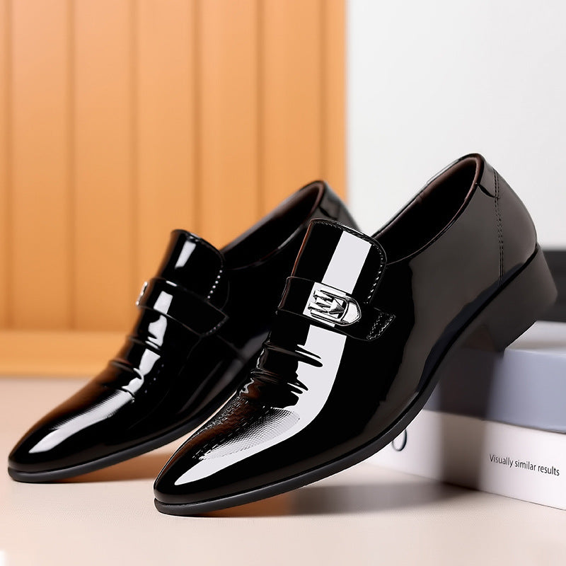 🐂Cuero🐂Zapatos casuales de cuero con efecto espejo para negocios