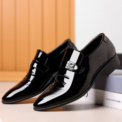 🐂Cuero🐂Zapatos casuales de cuero con efecto espejo para negocios
