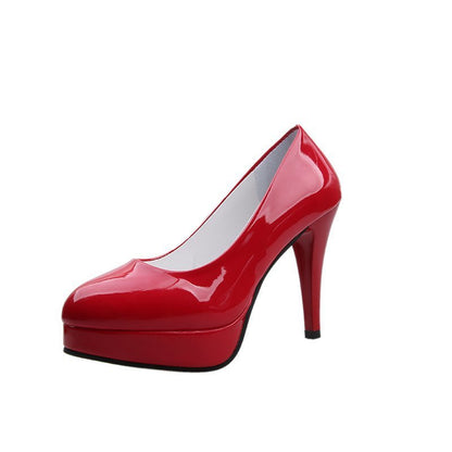 (piel lacada, blanco y negro, rojo) tacones altos femeninos