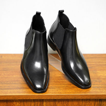 Botas de cuero con punta cuadrada para hombre