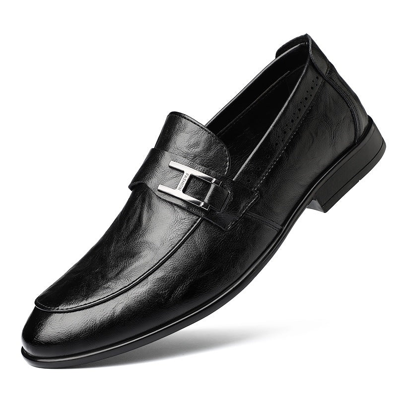 Zapatos de cuero para hombre de suela y empeine suaves, con textura granulada a mano