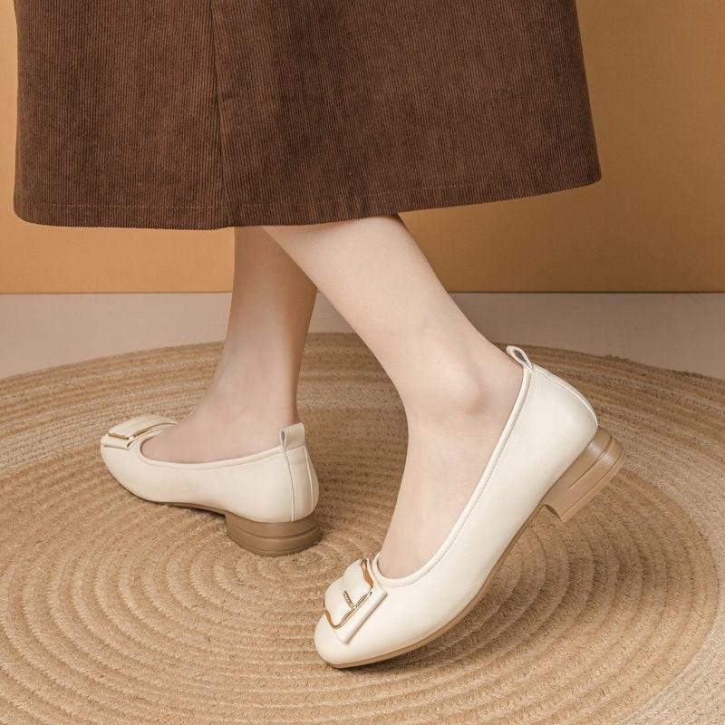 Zapatos de cuero sin cordones para mujer