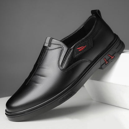 Zapatos de cuero para hombre con costuras rojas