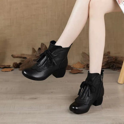 Botines de piel auténtica suave y estilo vintage