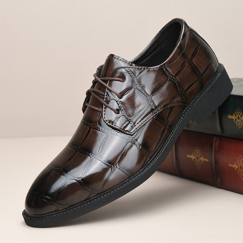 Zapatos de cuero duradero para hombre con estampado a cuadros