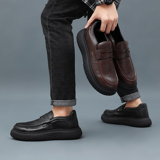 Zapatos de cuero retro con plataforma para hombre