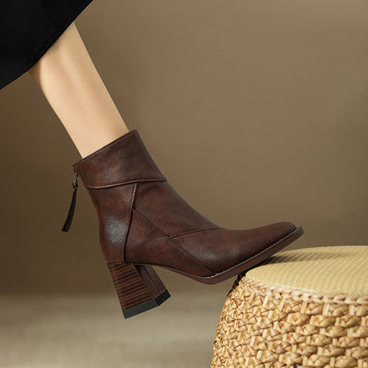 Botas de moda de tacón alto para mujer de estilo vintage