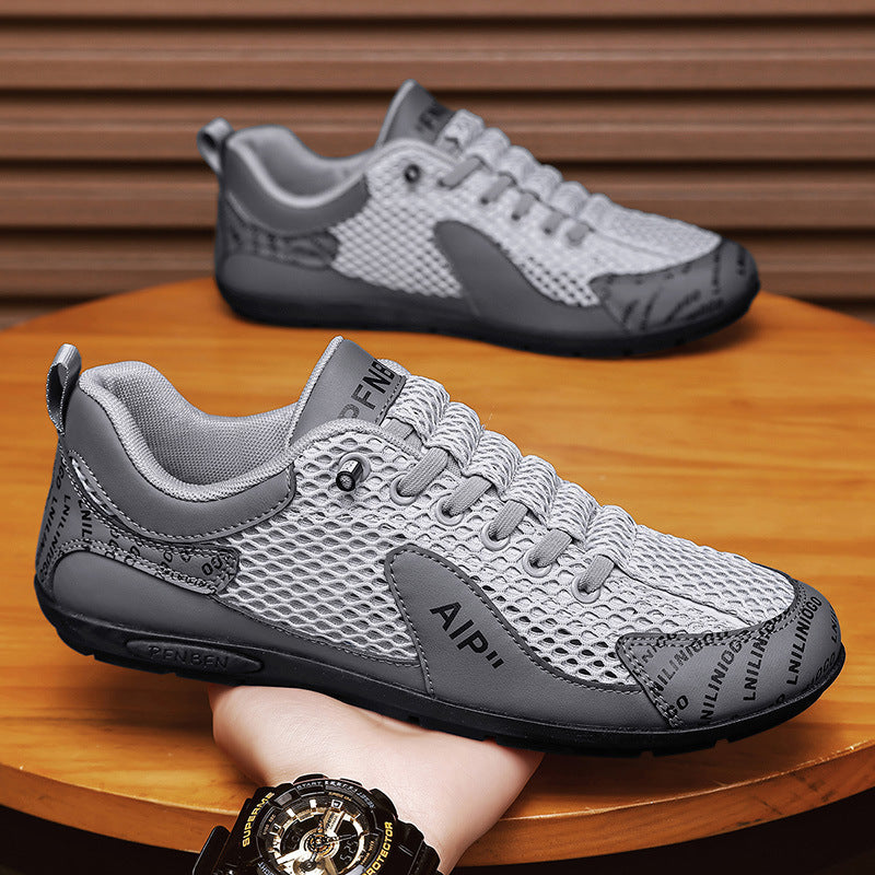 Zapatos casuales para hombre de cuero y malla transpirables