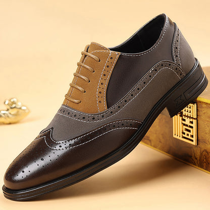 Zapatos de cuero bicolor de estilo británico para hombre