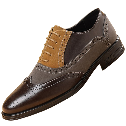 Zapatos de cuero bicolor de estilo británico para hombre